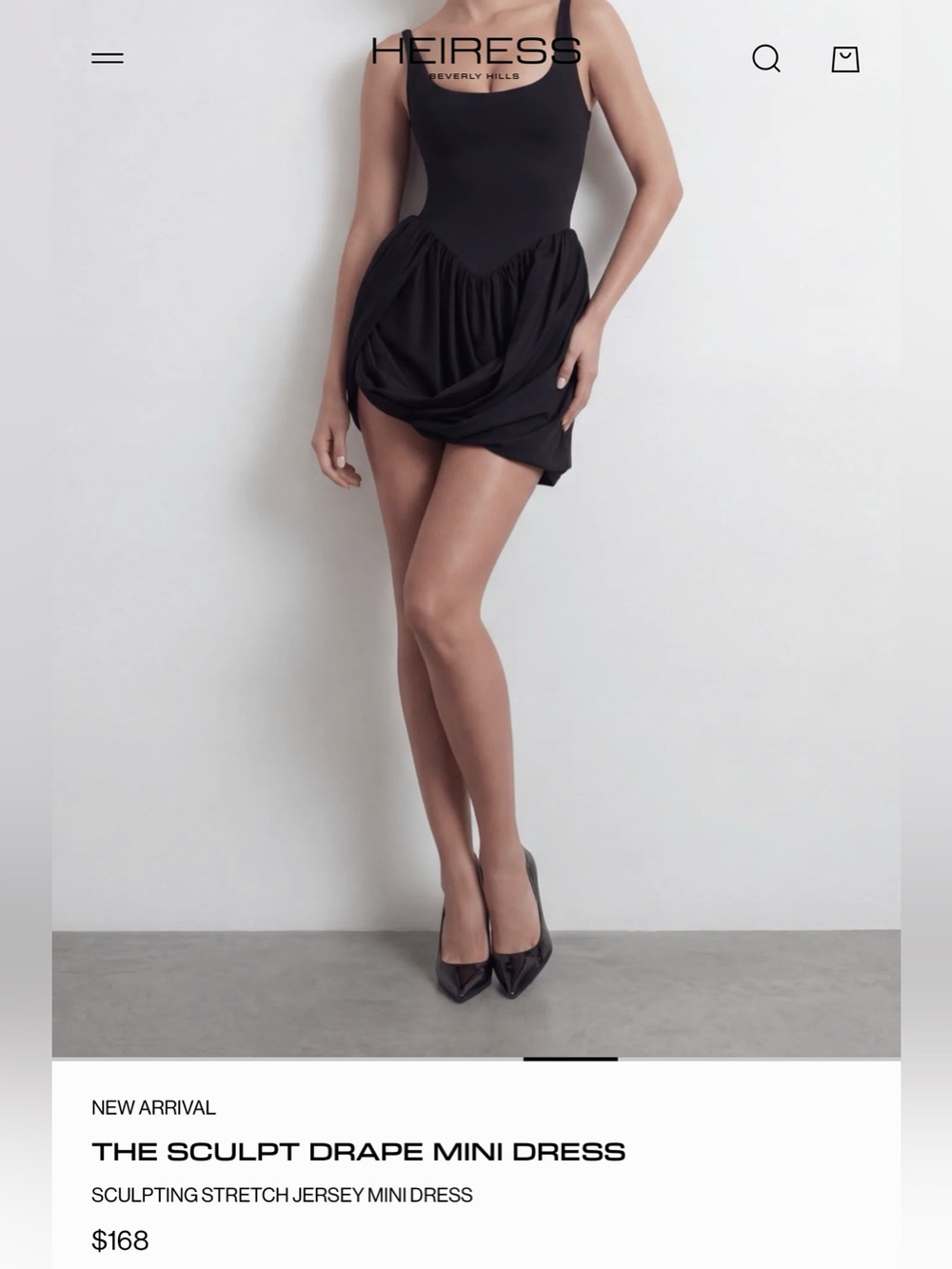 Heiress Sculpt Drape Mini Dress Black